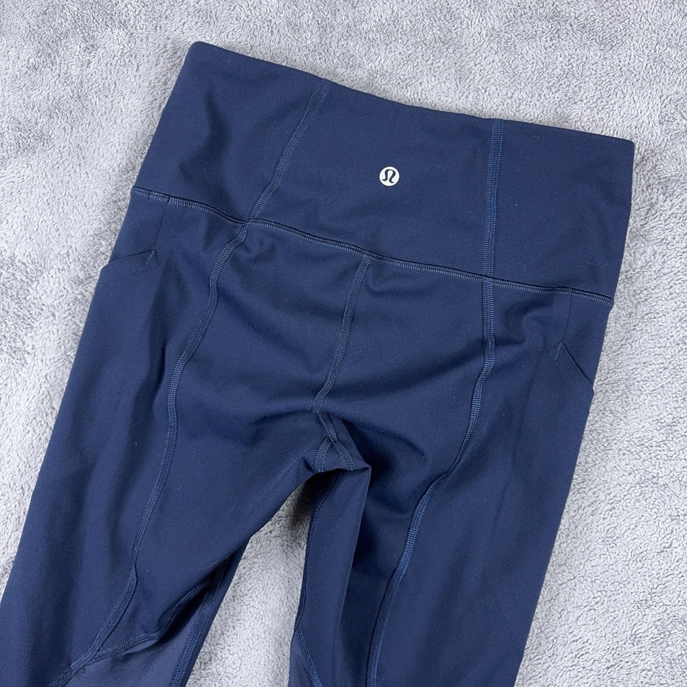 Lululemon Pace Rival High Rise Crop 22" Leggings size 4 EUC Blue No‎ Zip